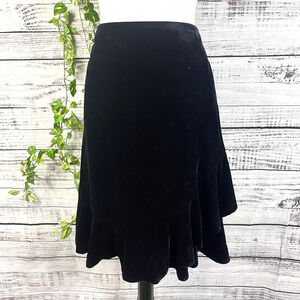 RSVP Talbots Skirt Plus 14W Black Velveteen Knee A Line Ruffle Modest Wedding